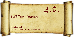 Létz Dorka névjegykártya